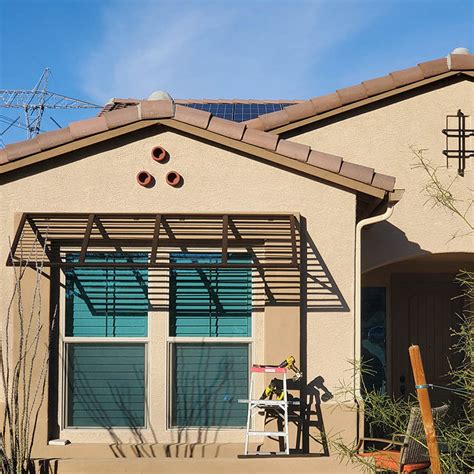 metal awnings for santa fe style house|awntech awnings.